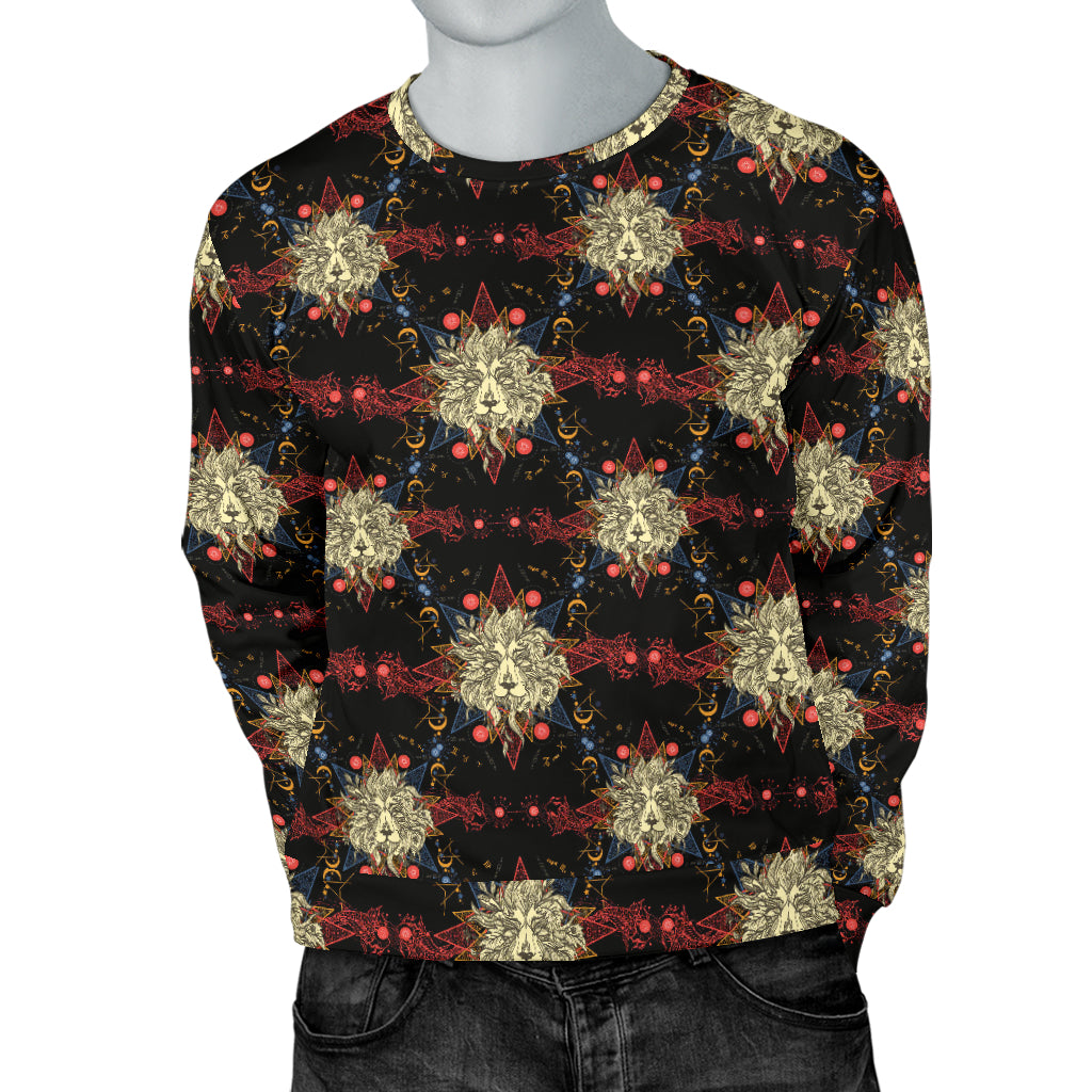 Zodiac Leo Pattern Design Print Men Long Sleeve Sweatshirt