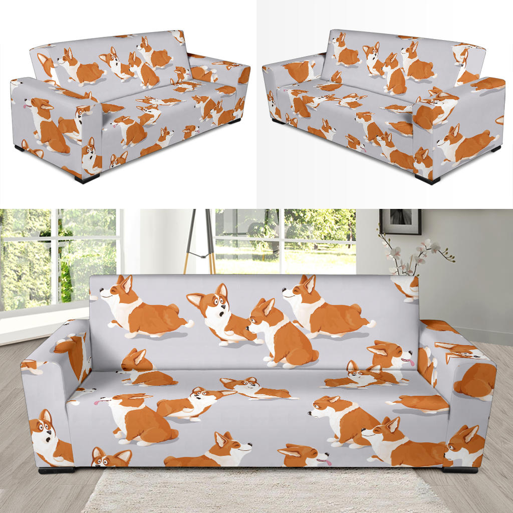 Pembroke Welsh Corgis Pattern Print Design A04 Sofa Slipcover