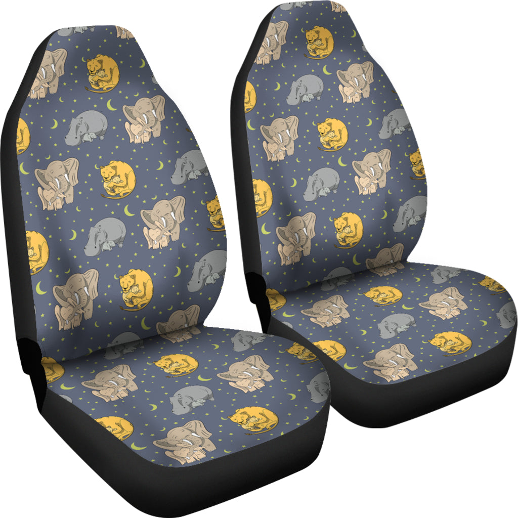 Safari Elephant Lion Print Design LKS303 Car Seat Covers