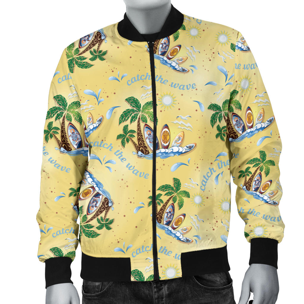 Surf Catch the Wave Design Men Bomber Jacket
