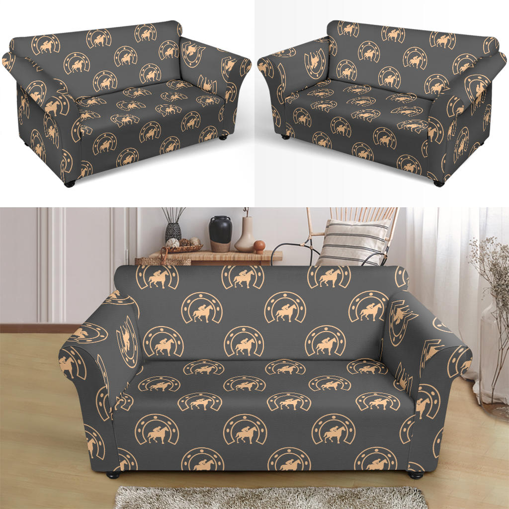 Horseshoe Print Design LKS306 Loveseat Couch Slipcover
