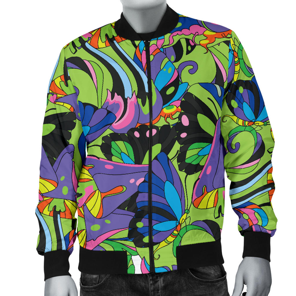 Psychedelic Trippy Mushroom Themed Men Bomber Jacket