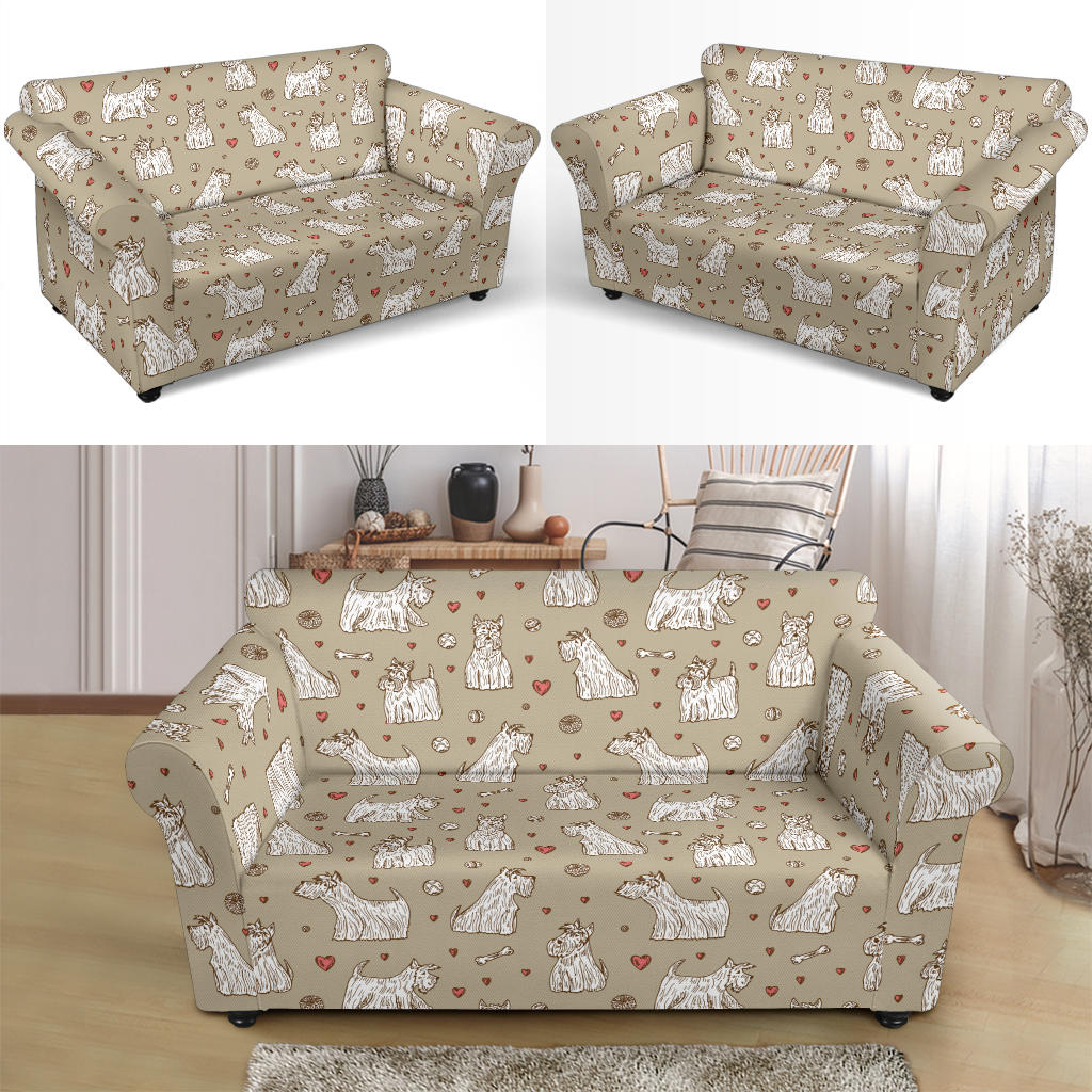 Scottish Terriers Print Design LKS3017 Loveseat Couch Slipcover