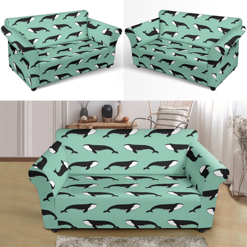 Whale Print Design LKS307 Loveseat Couch Slipcover