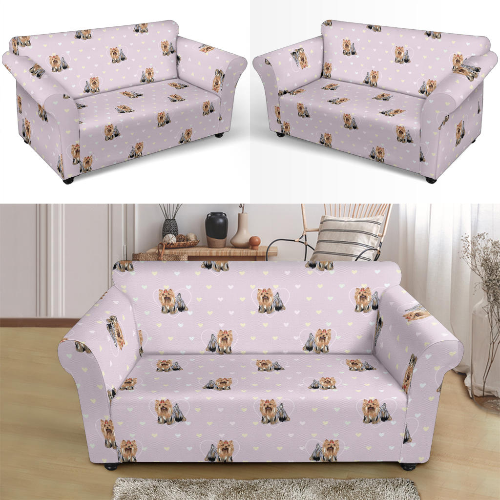 Yorkshire Terriers Print Design LKS302 Loveseat Couch Slipcover
