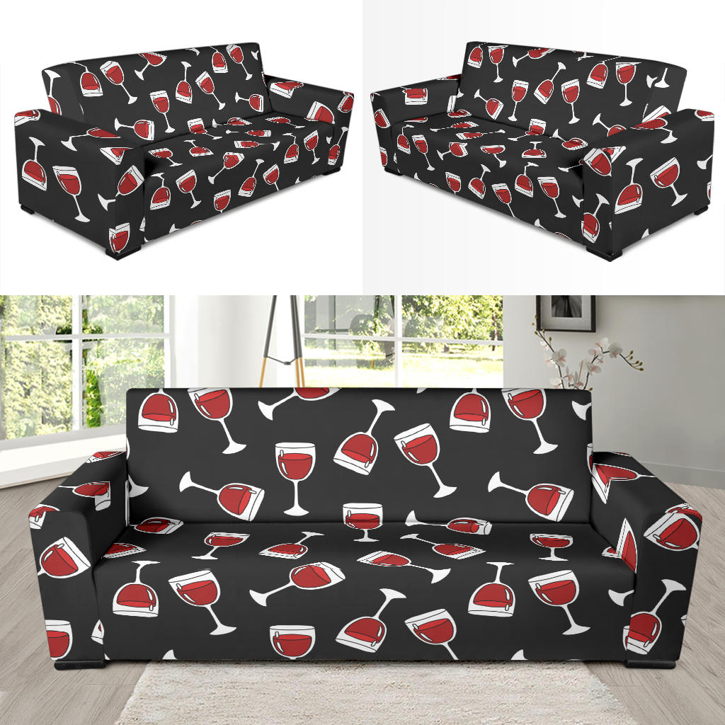 Wine Glass Print Design LKS303 Sofa Slipcover
