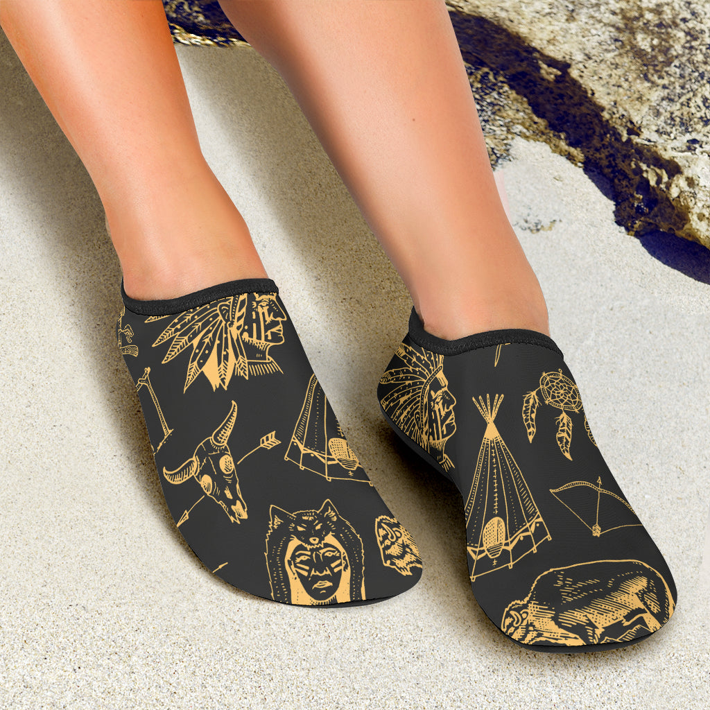 American indian Gold Style Aqua Water Shoes