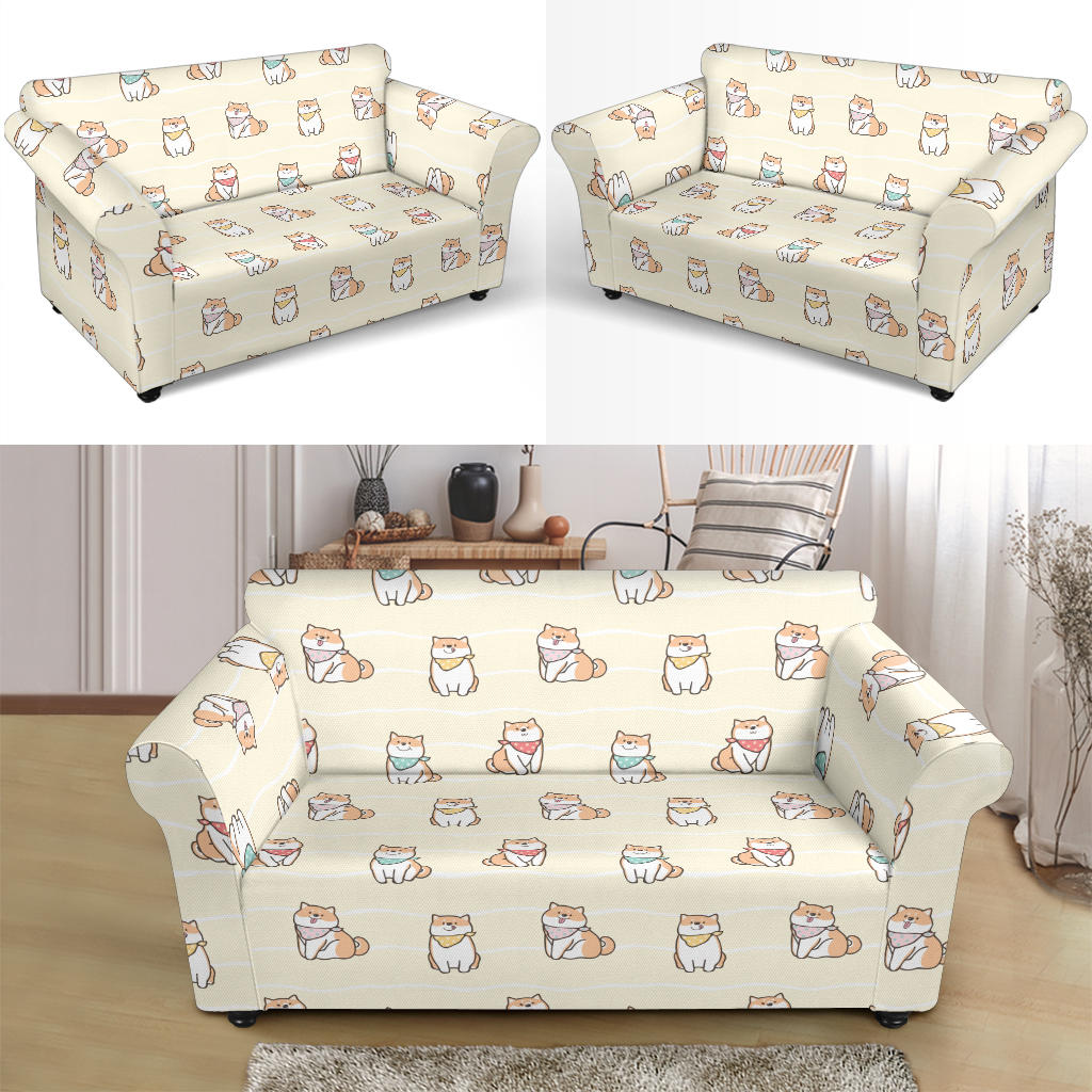 Shiba Inu Print Design LKS306 Loveseat Couch Slipcover