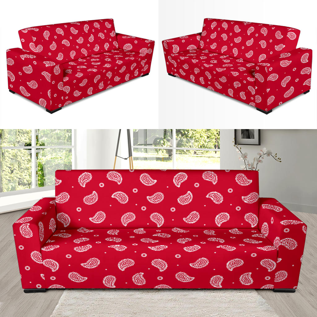 Bandana Red Paisley Print Design LKS305 Sofa Slipcover
