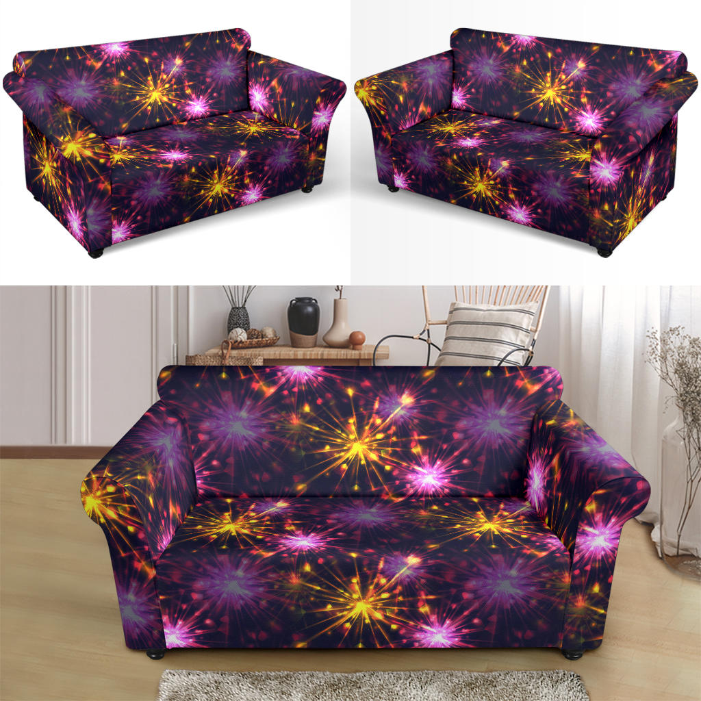 Firework Print Design LKS303 Loveseat Couch Slipcover