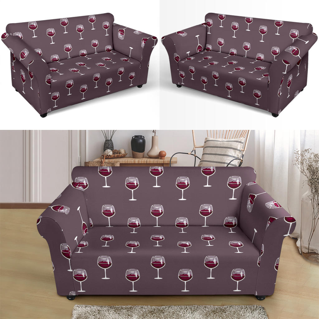 Wine Glass Pattern Print Design LKS305 Loveseat Couch Slipcover