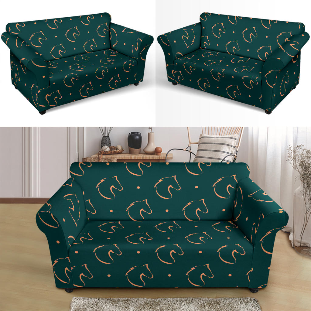 Horse Head Print Design LKS302 Loveseat Couch Slipcover