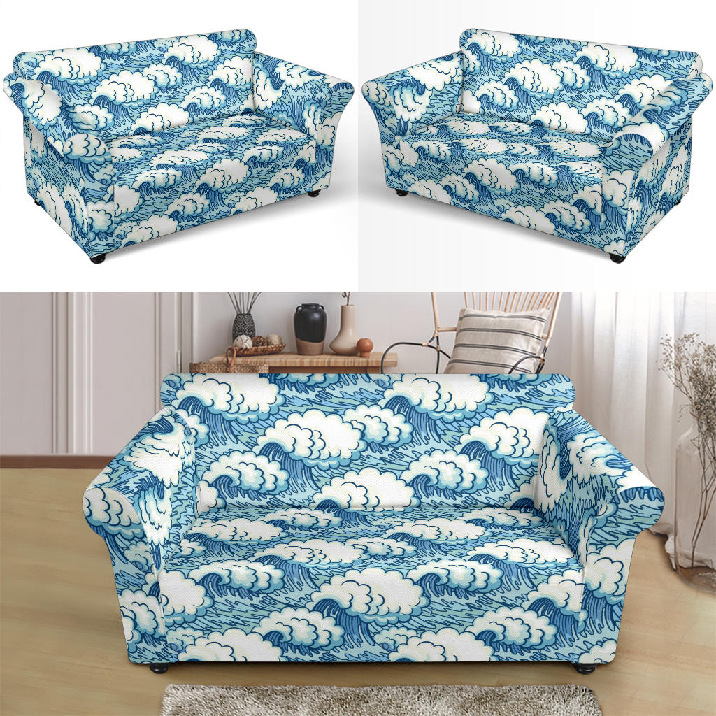 Wave Japan Style Print Design LKS304 Loveseat Couch Slipcover