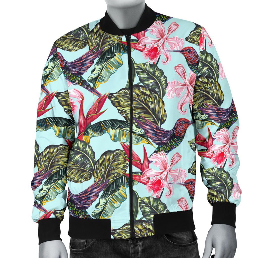 Hummingbird Cute Themed Print Men Bomber Jacket