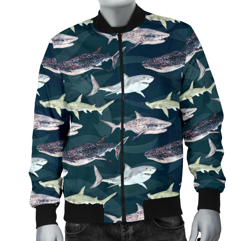 Shark Pattern Print Men Bomber Jacket
