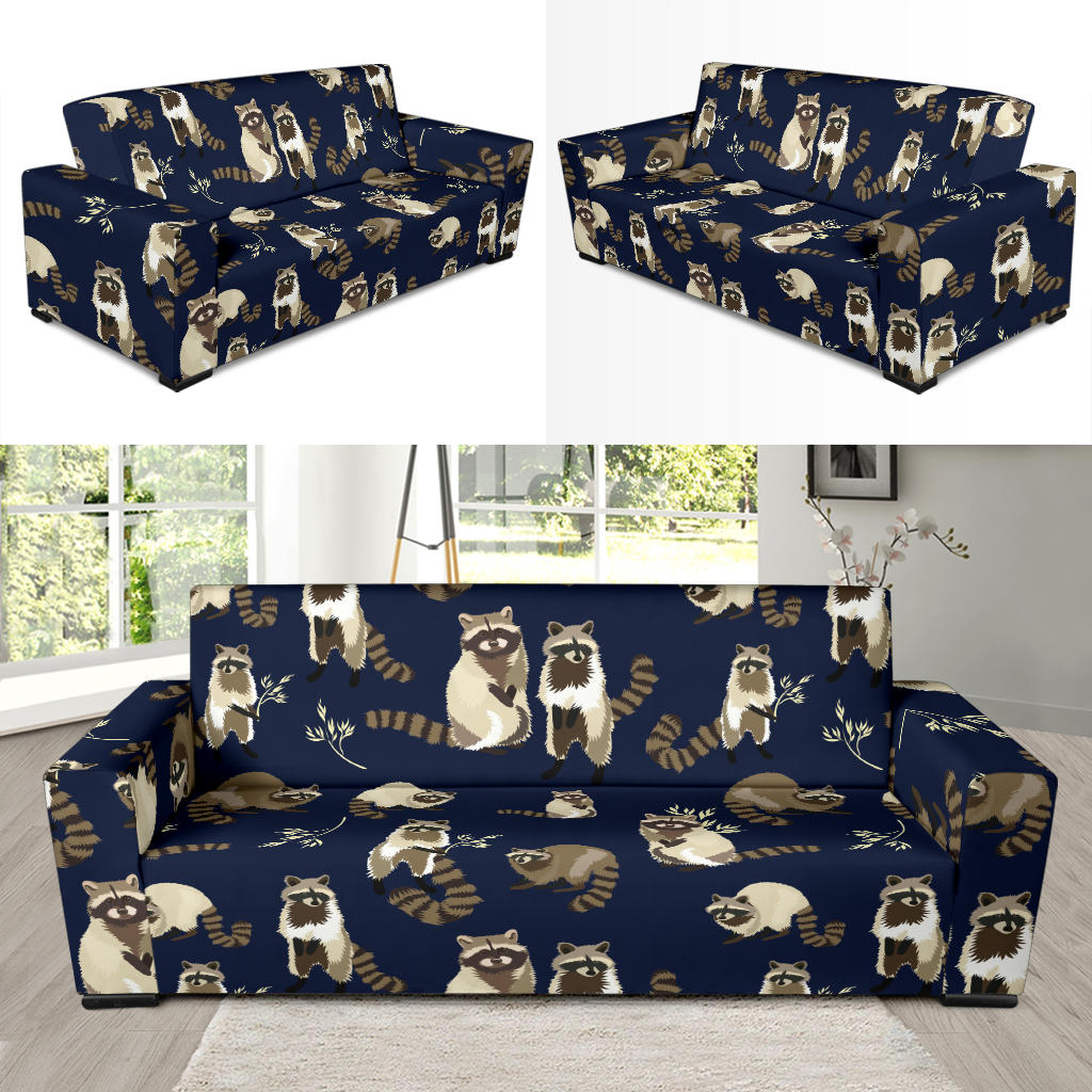 Raccoon Pattern Print Design A06 Sofa Slipcover