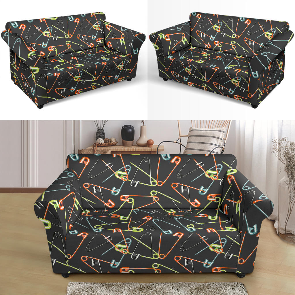 Safety Pin Print Design LKS301 Loveseat Couch Slipcover