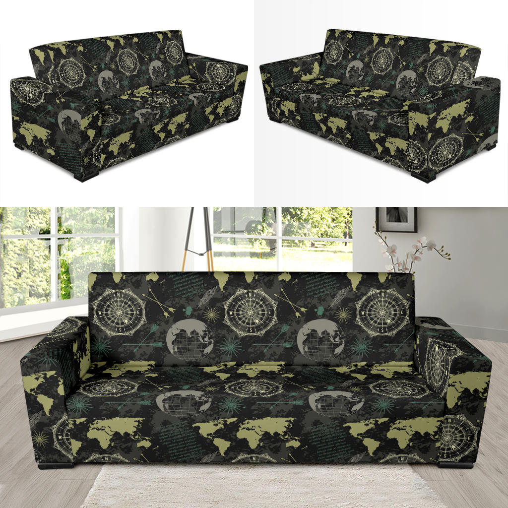 World Map Print Design LKS303 Sofa Slipcover