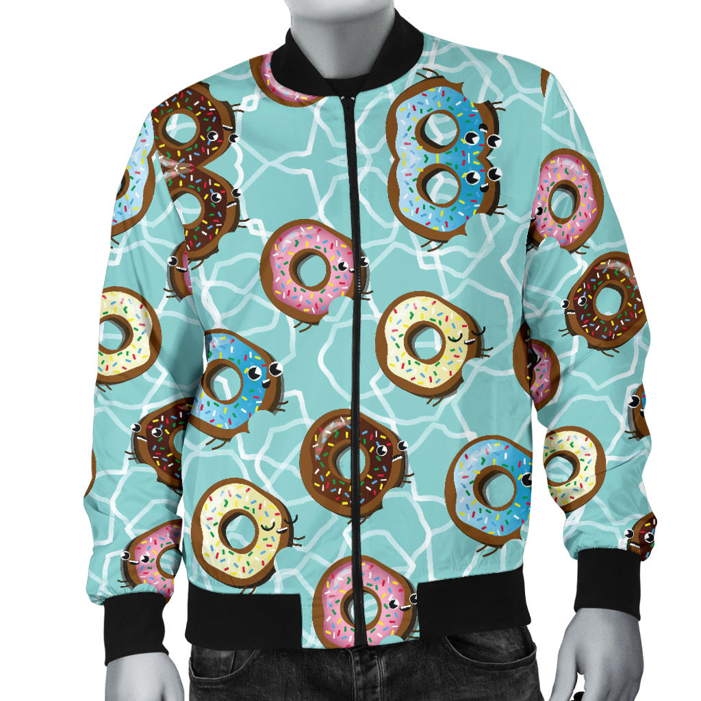 Emoji Donut Print Pattern Men Bomber Jacket