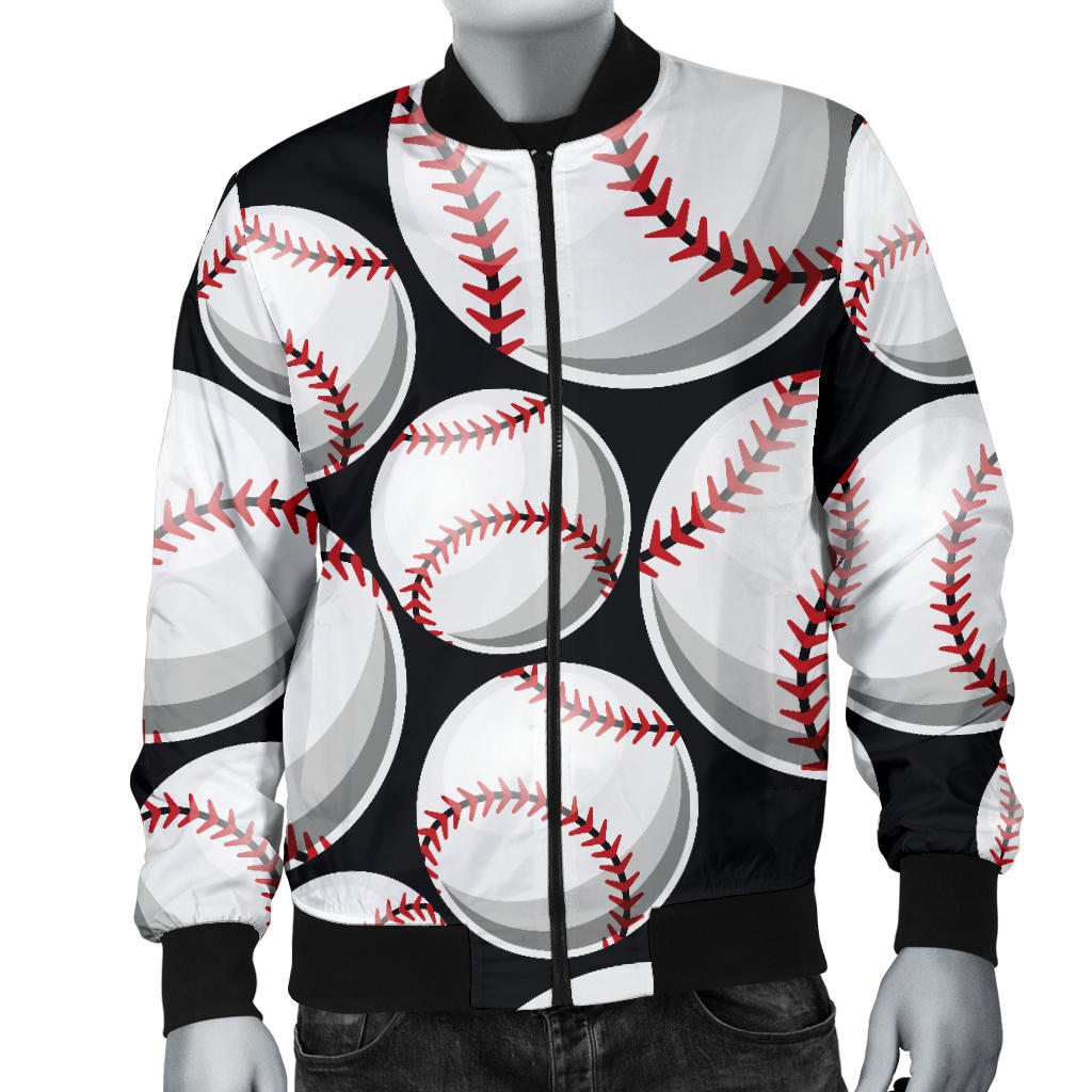 Baseball Black Background Men Bomber Jacket