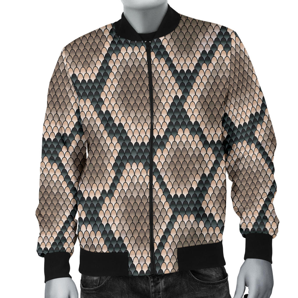Snake Skin Design Print Men Bomber Jacket