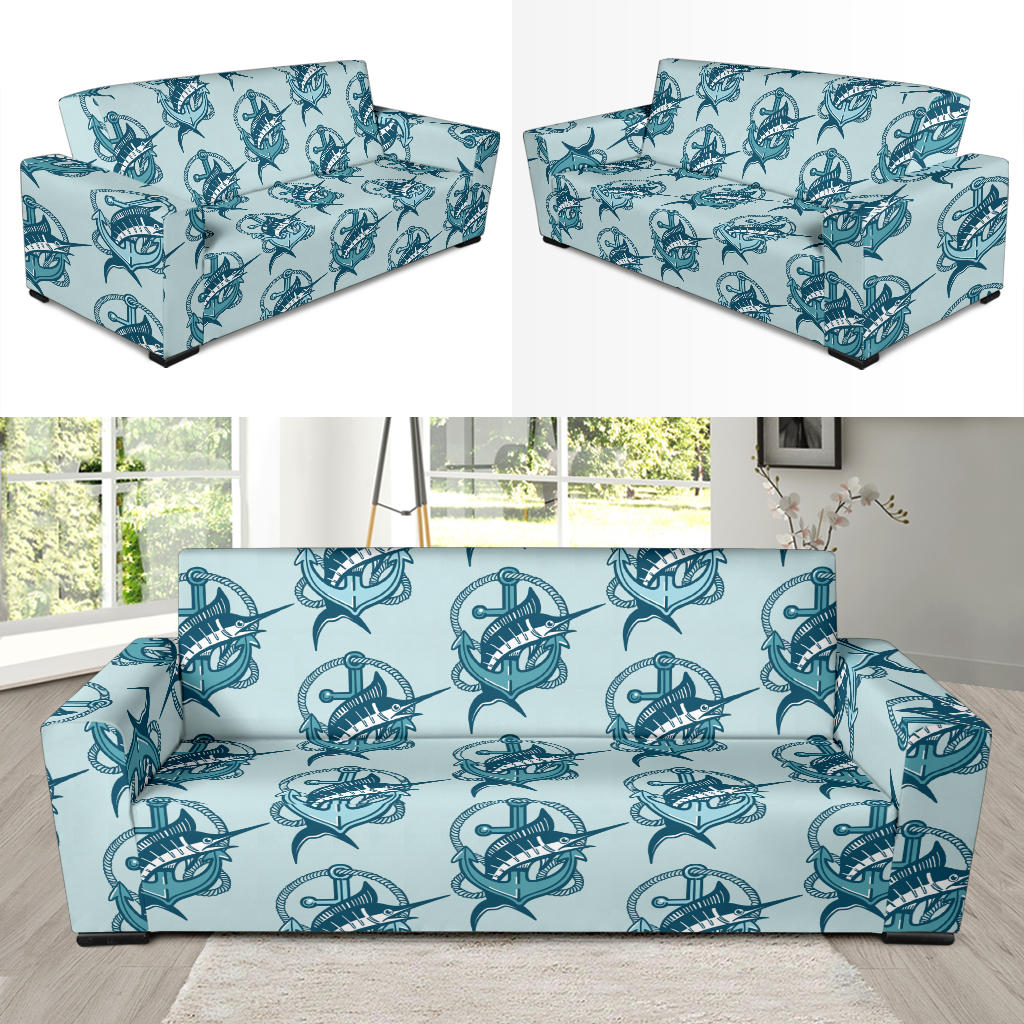 Swordfish Pattern Print Design 03 Sofa Slipcover