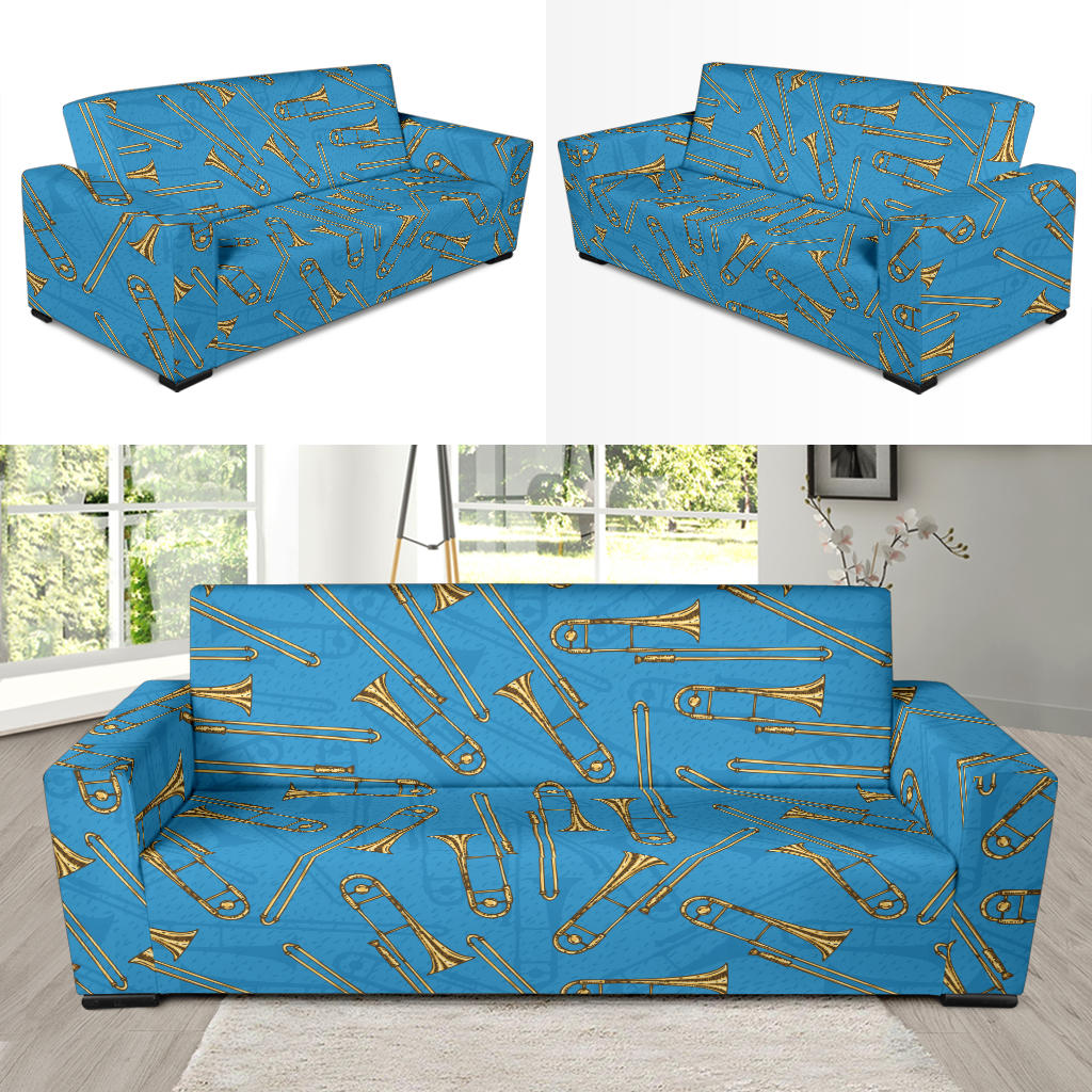Trombone Pattern Print Design 01 Sofa Slipcover