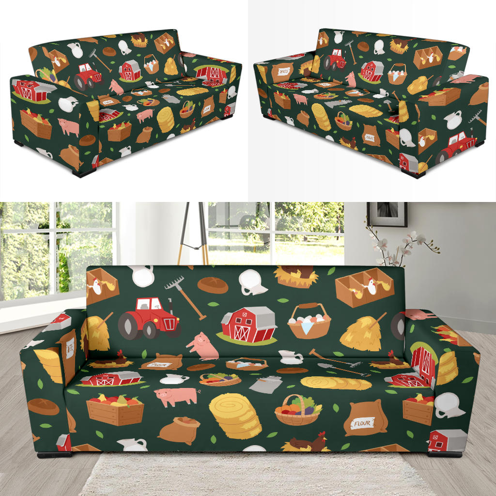 Agricultural Farm Print Design 02 Sofa Slipcover