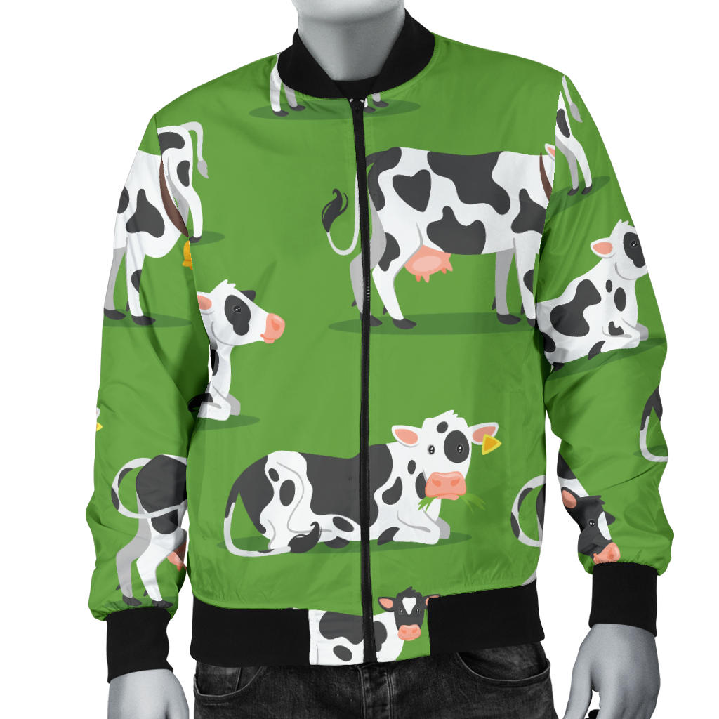 Cow Happy Print Pattern Men Bomber Jacket