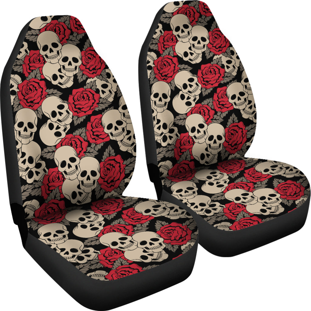 Skull And Roses Print Design LKS301 Car Seat Covers