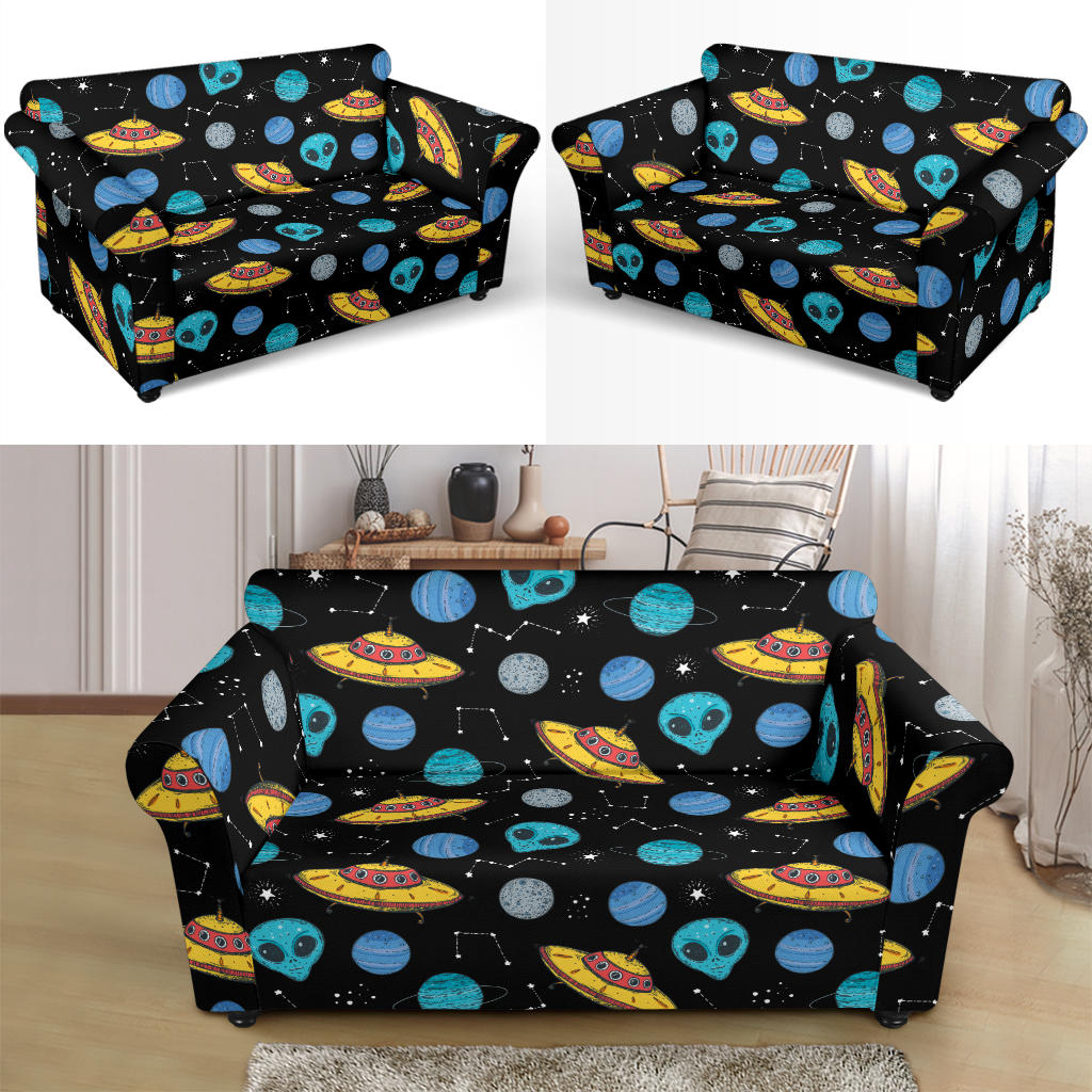 UFO Alien Print Design LKS306 Loveseat Couch Slipcover