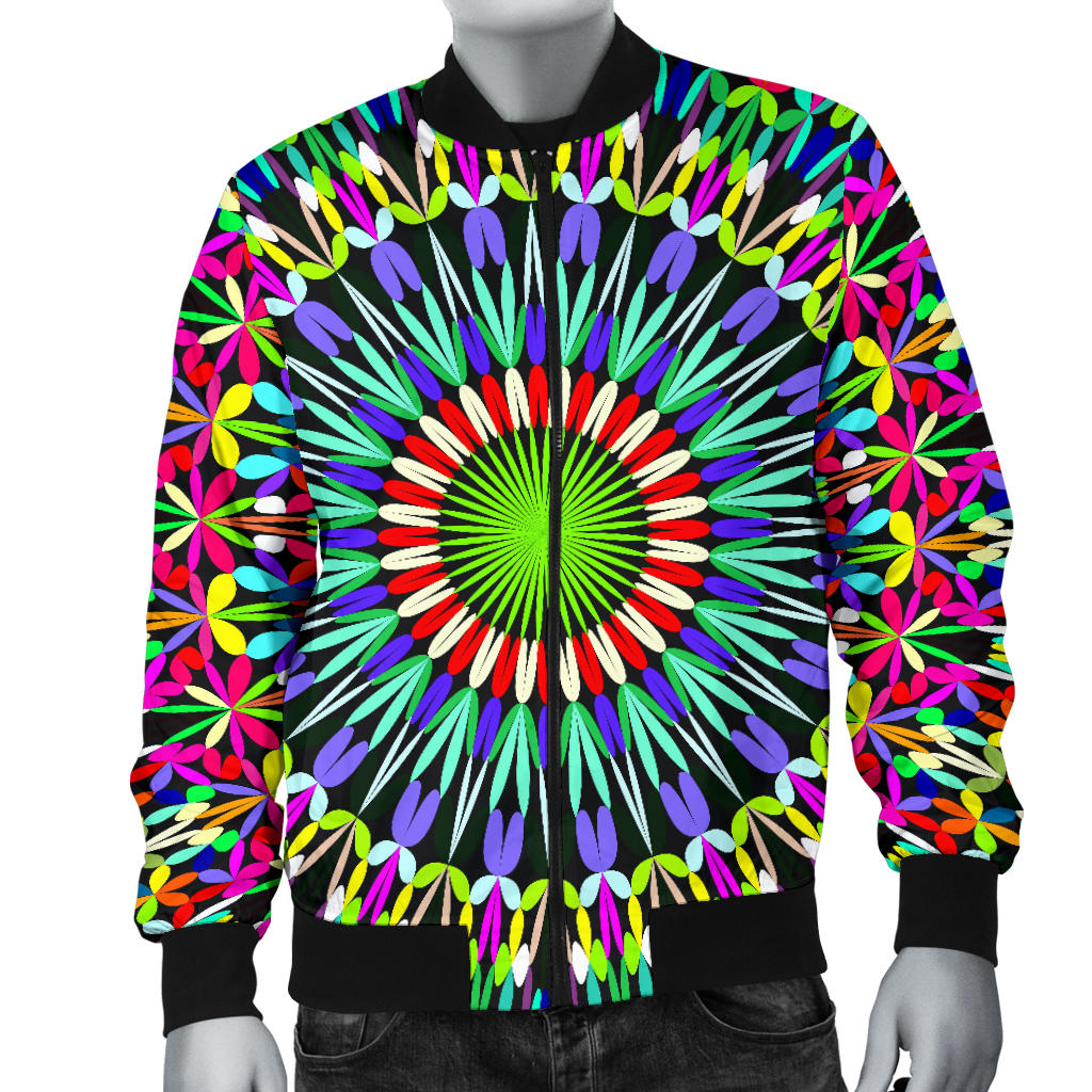 Bohemian Colorful Style Print Men Bomber Jacket