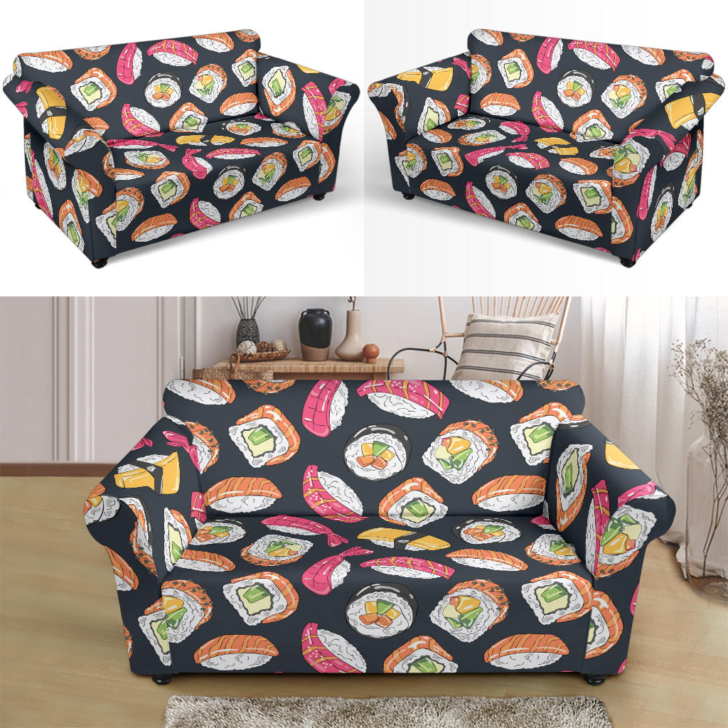 Sushi Print Design LKS306 Loveseat Couch Slipcover