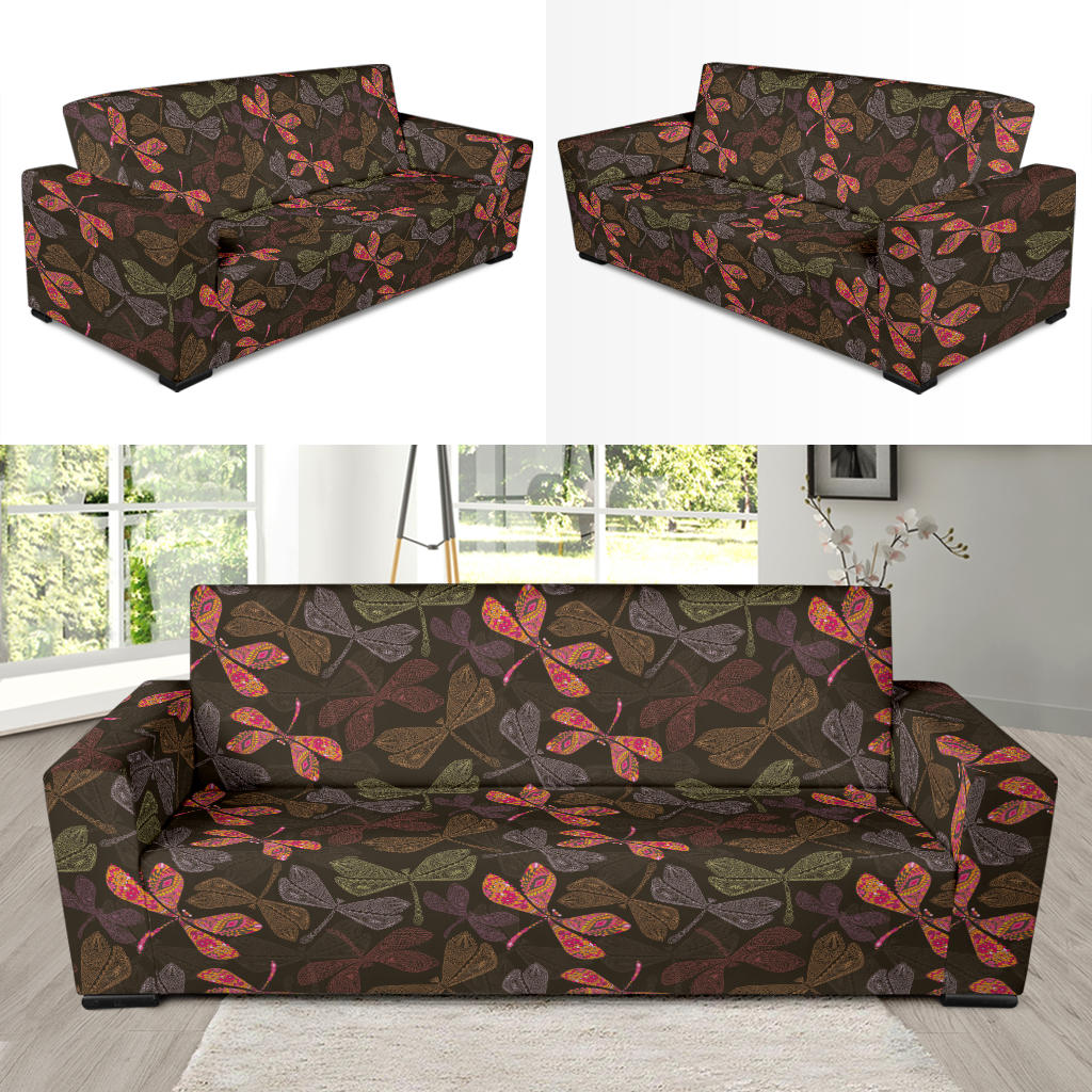 Dragonfly Pattern Print Design 02 Sofa Slipcover