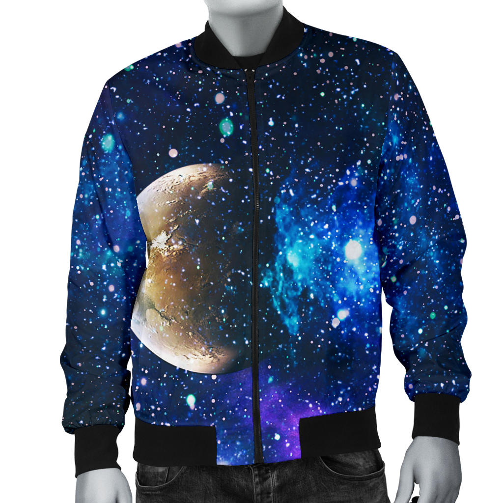 Galaxy Stardust Planet Space Print Men Bomber Jacket
