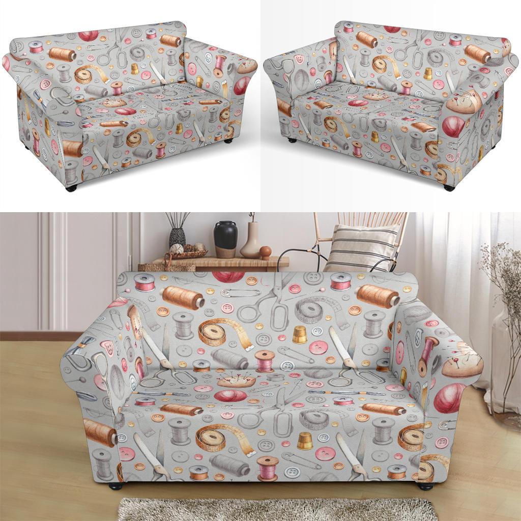 Sewing Equipment Print Design LKS302 Loveseat Couch Slipcover