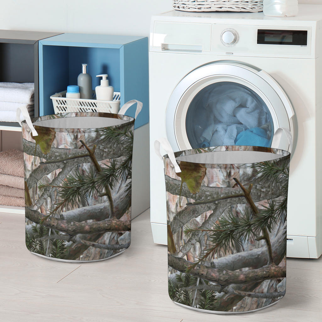 Camo Realistic Tree Forest Pattern Laundry Basket