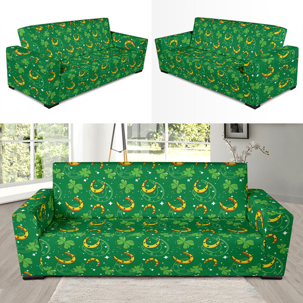 Shamrock With Horse Shoes Print Design LKS305 Sofa Slipcover
