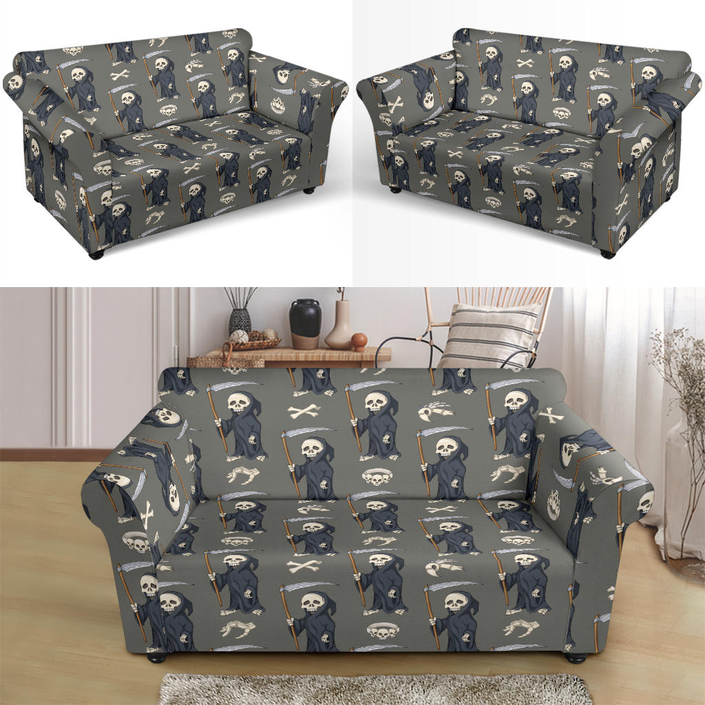 Skeleton Print Design LKS308 Loveseat Couch Slipcover