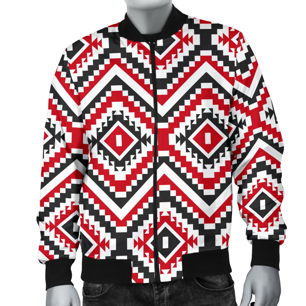 Native American Themed Tribal Print Men Bomber Jacket