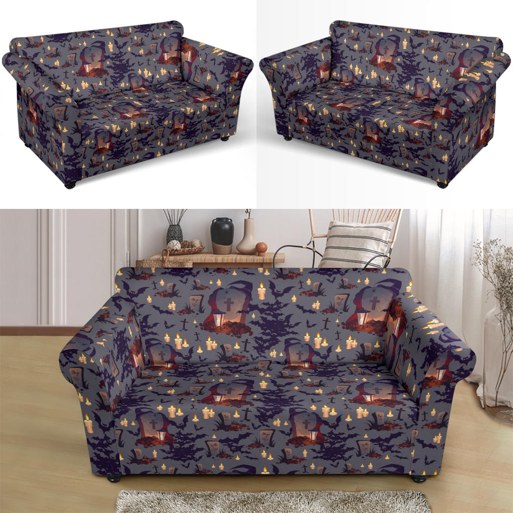 Creepy Graveyard Print Design LKS301 Loveseat Couch Slipcover