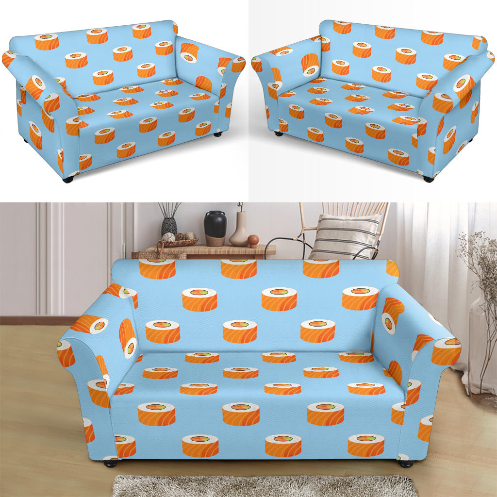 Salmon Sushi Print Design LKS307 Loveseat Couch Slipcover