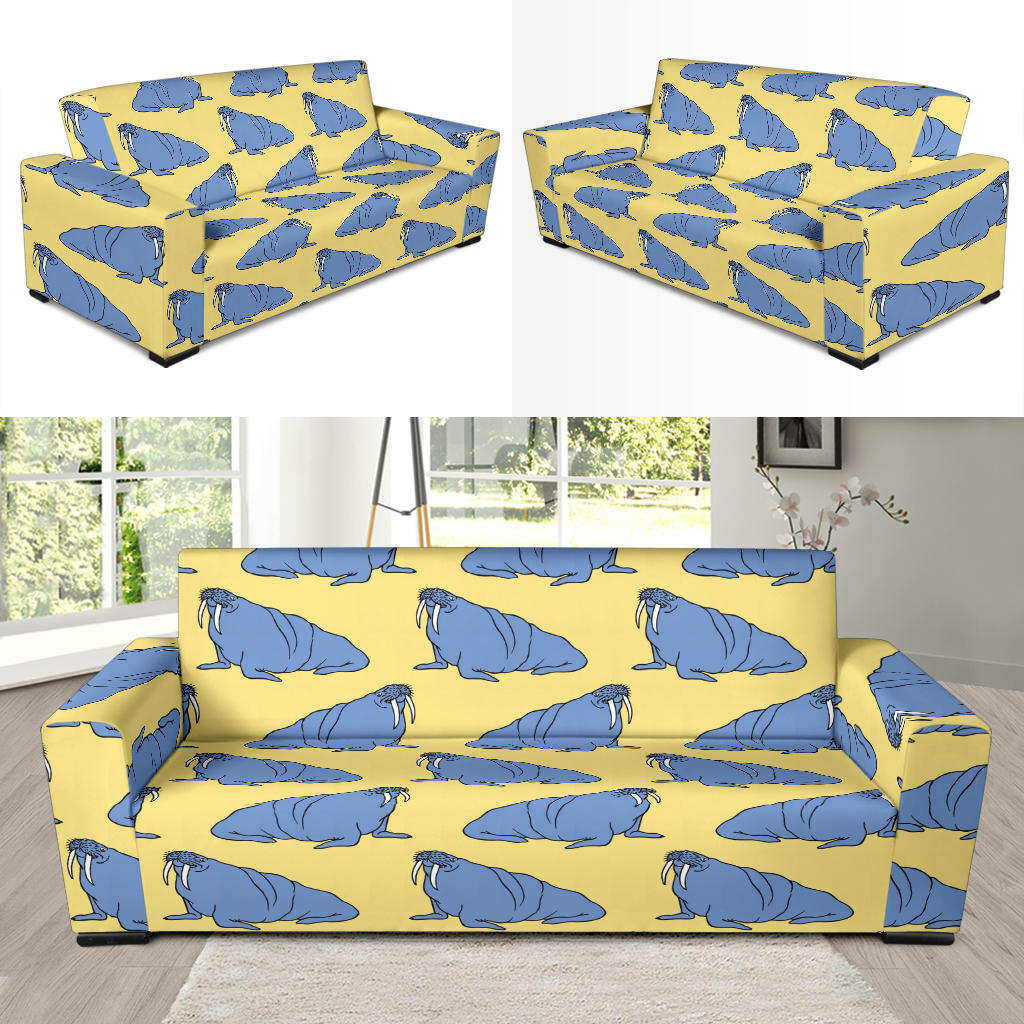 Walrus Pattern Print Design 02 Sofa Slipcover
