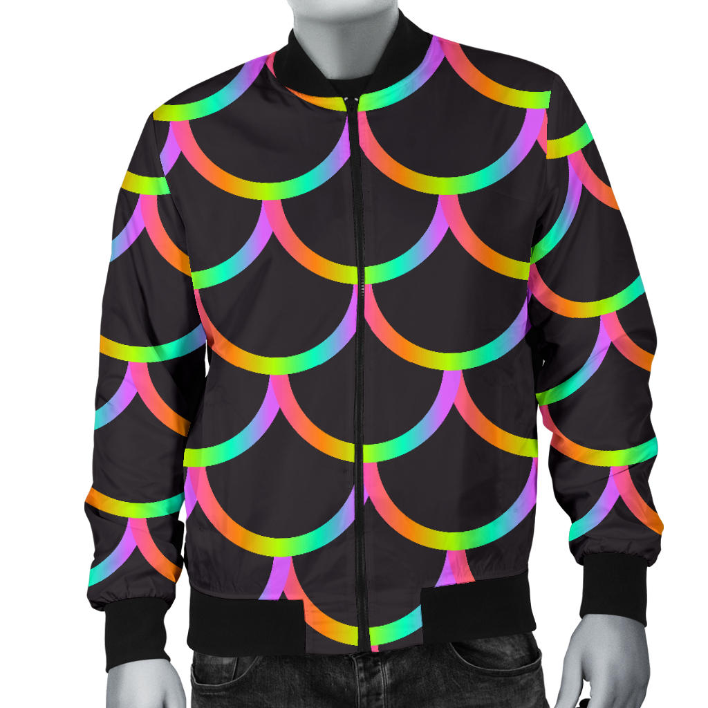Mermaid Tail Rainbow Design Print Men Bomber Jacket