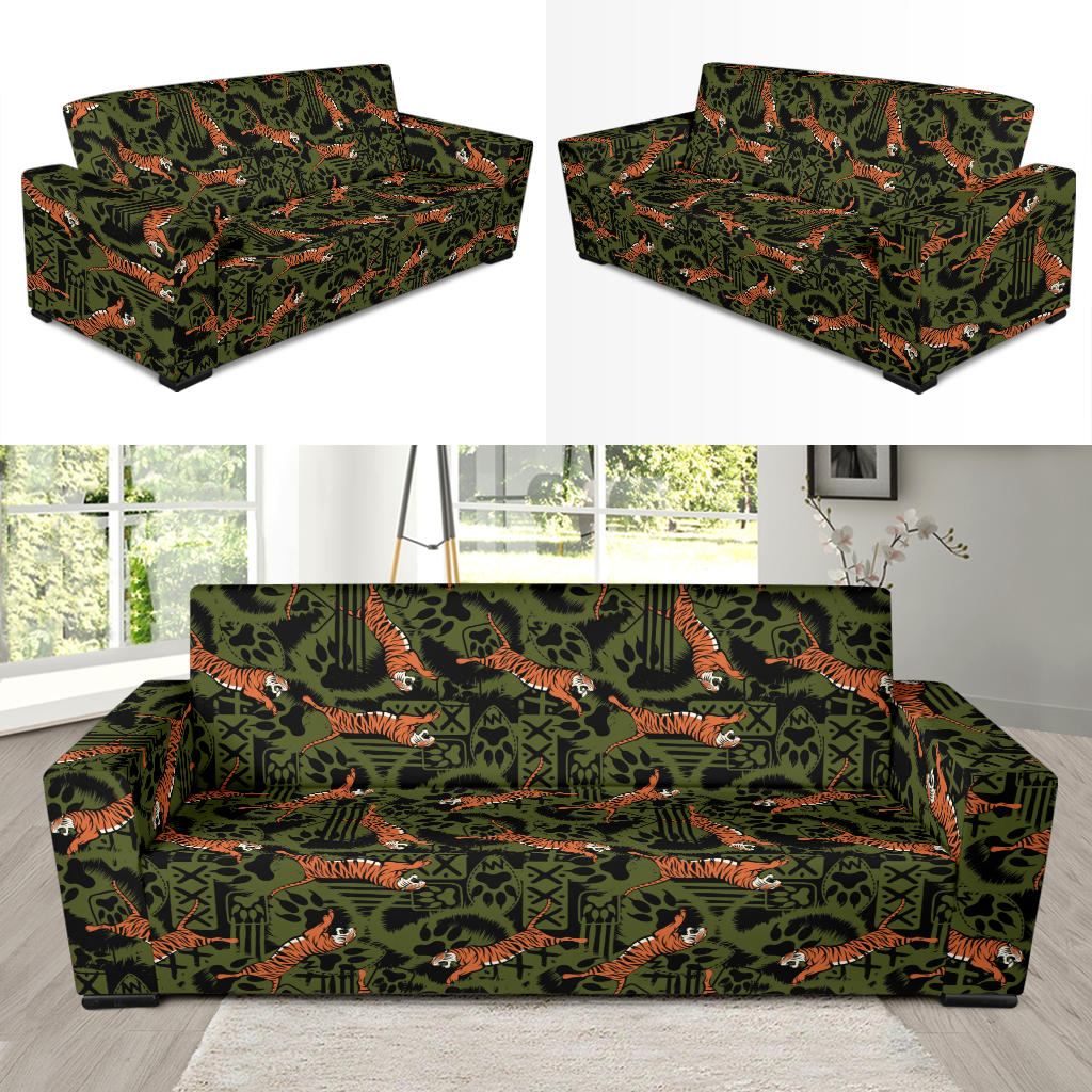 Tiger Pattern Print Design LKS303 Sofa Slipcover