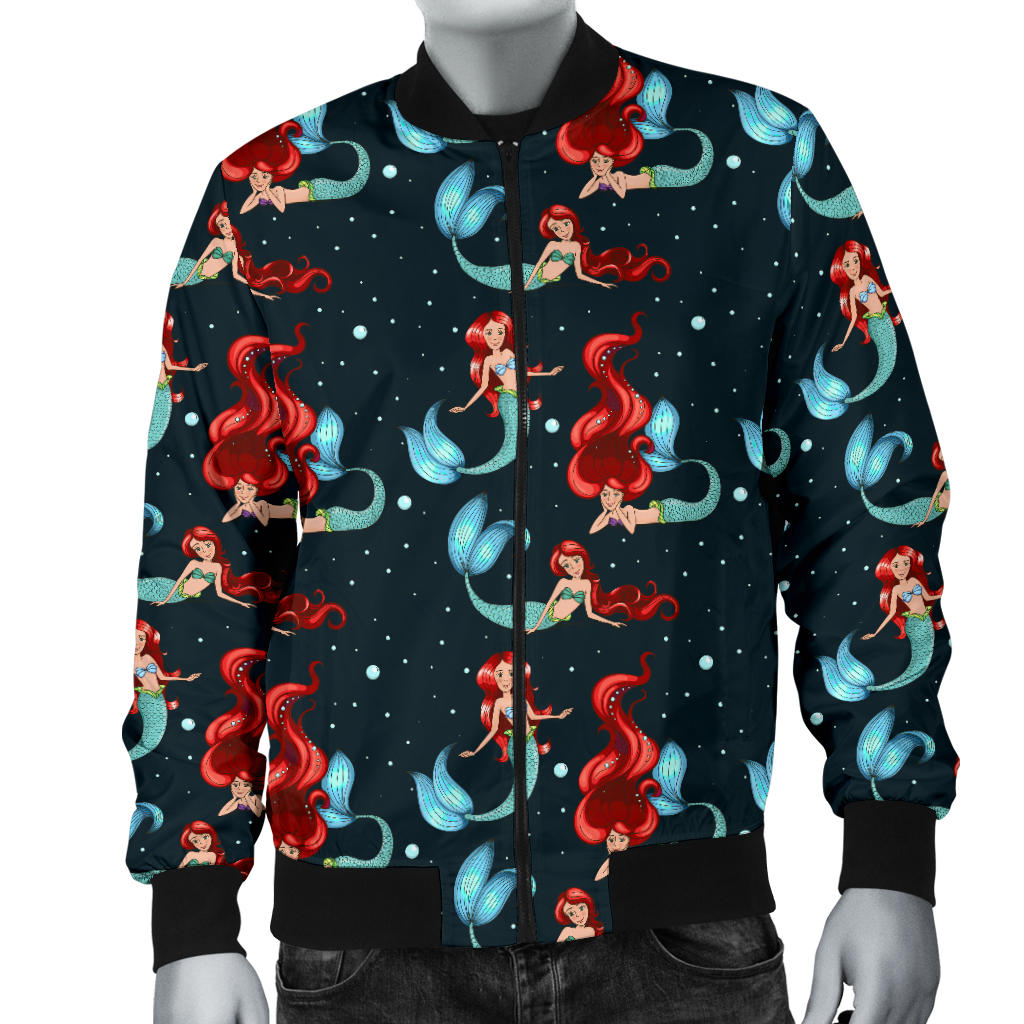 Mermaid Girl Themed Design Print Men Bomber Jacket