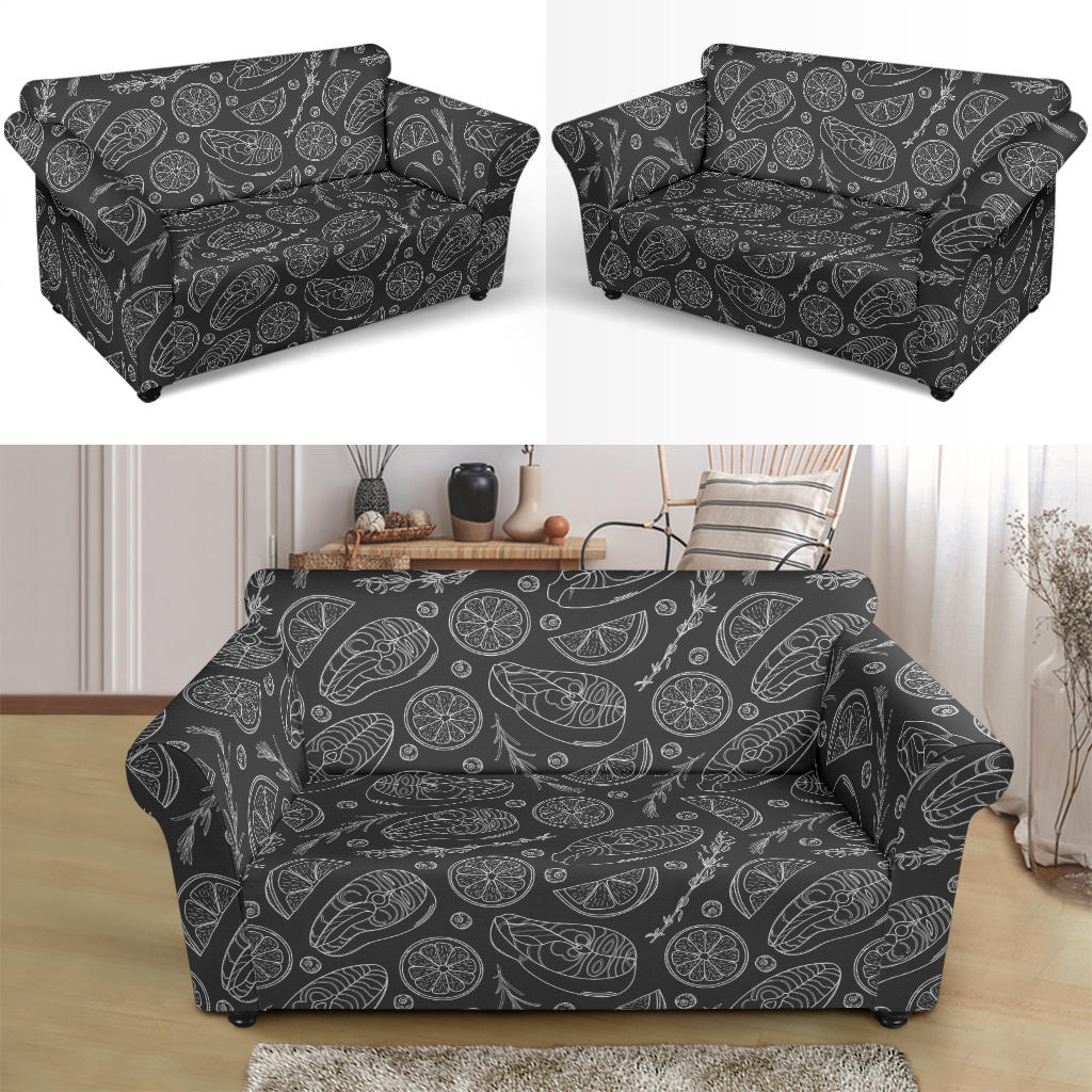 Steak Print Design LKS301 Loveseat Couch Slipcover