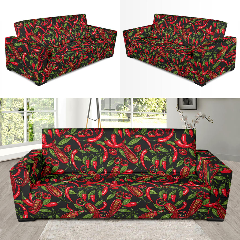 Chilli Pepper Pattern Print Design 02 Sofa Slipcover
