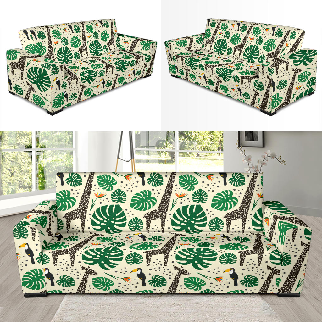 Rainforest Giraffe Pattern Print Design A02 Sofa Slipcover
