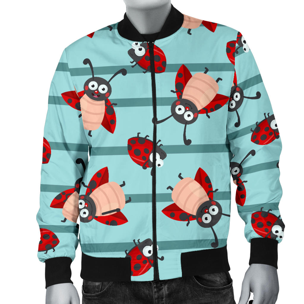 Ladybug Happy Print Pattern Men Bomber Jacket